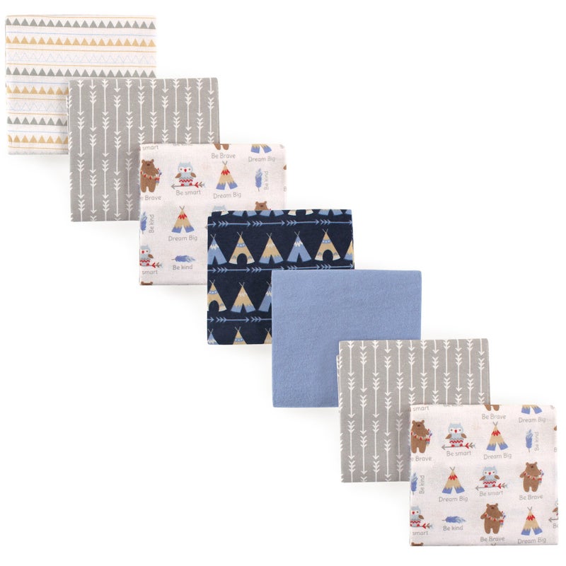 Luvable Friends Unisex Baby Cotton Flannel Receiving Blankets, Tribe 7-Pack, One Size